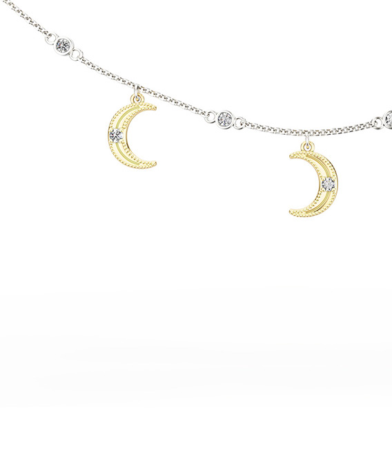 Yellow Gold Moon Necklace