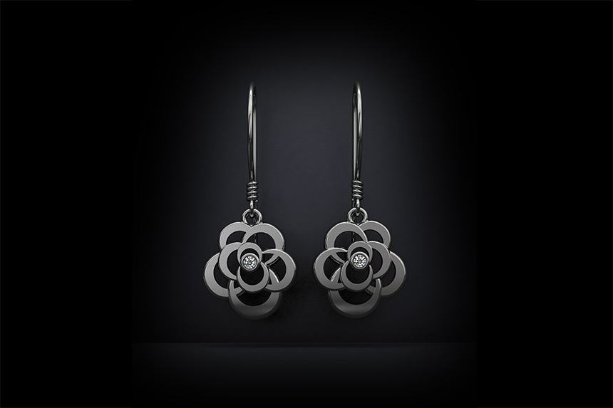 Diamond Rose Earrings