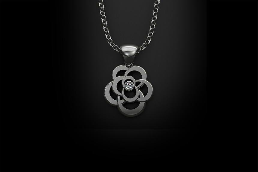 Diamond Flower Pendant