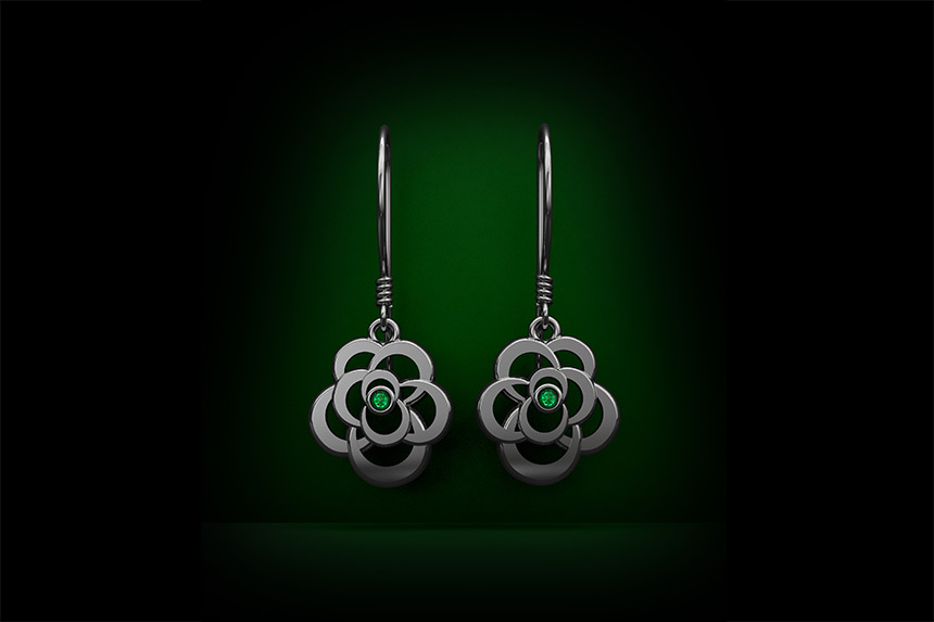 Emerald Rose Earrings