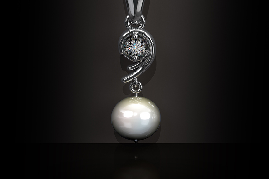 Silver Pearl & Diamond Pendant