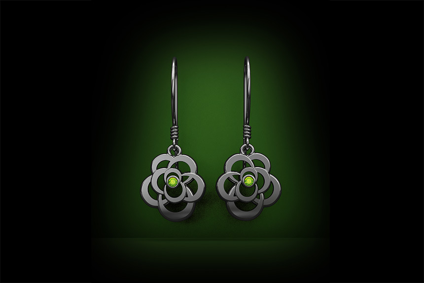 Peridot Rose Earrings