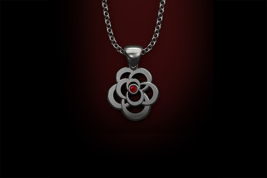 Ruby Flower Pendant