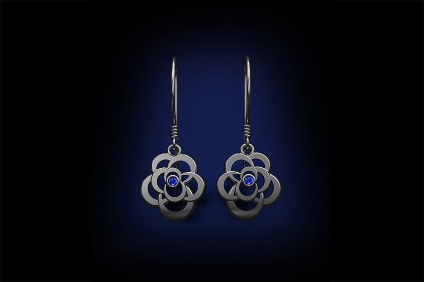 Sapphire Rose Earrings