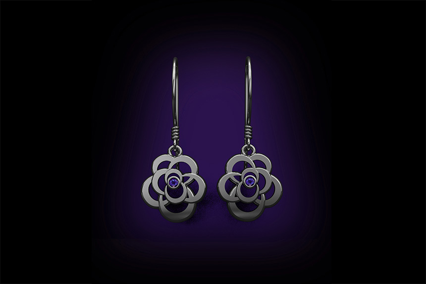 Tanzanite Rose Earrings