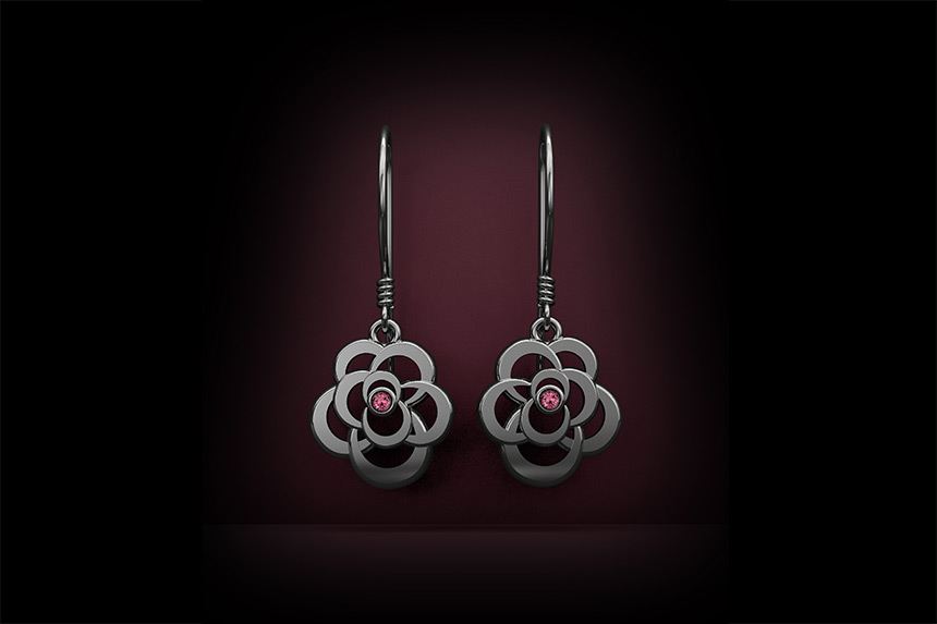 Tourmaline Rose Earrings