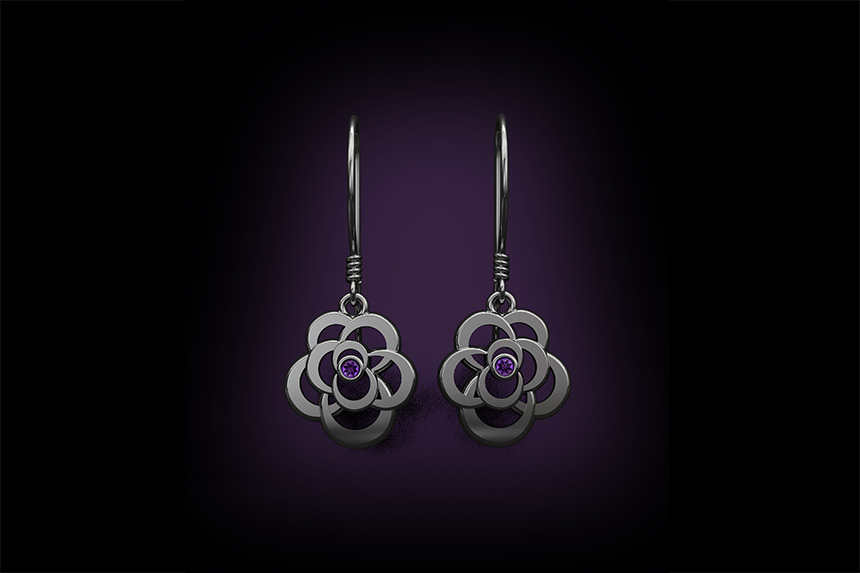 Amethyst Rose Earrings