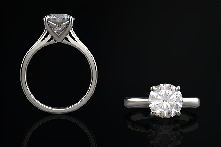 Whales Tail Diamond Solitaire Ring