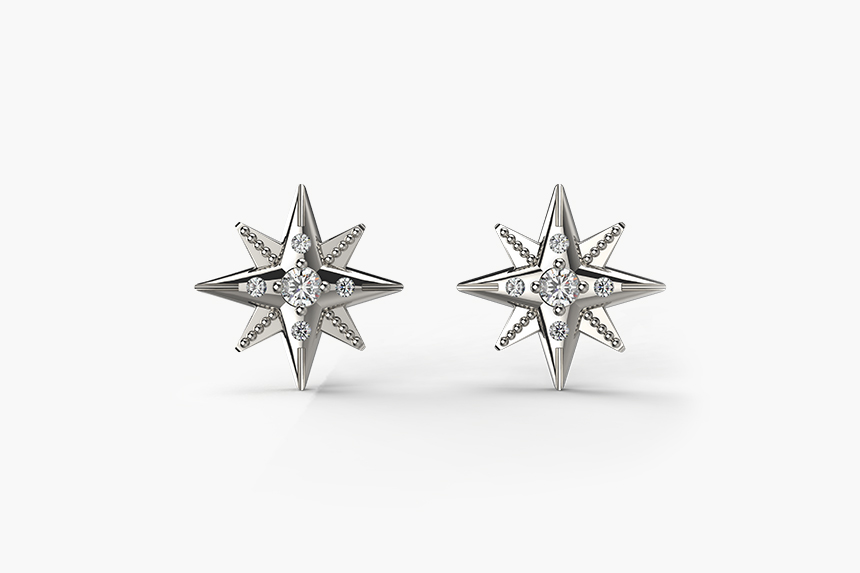 Christmas 9ct White Gold Star Earrings