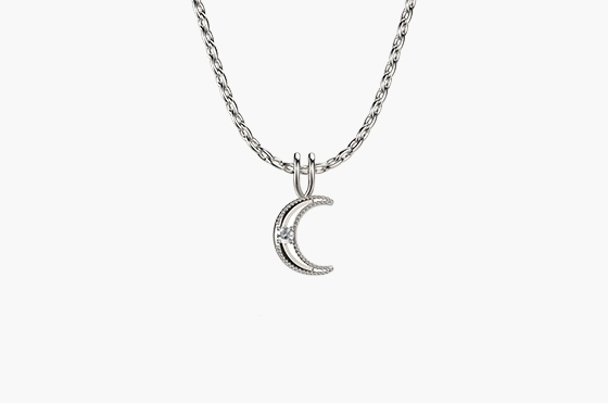 Christmas 9ct White Gold Moon Pendant