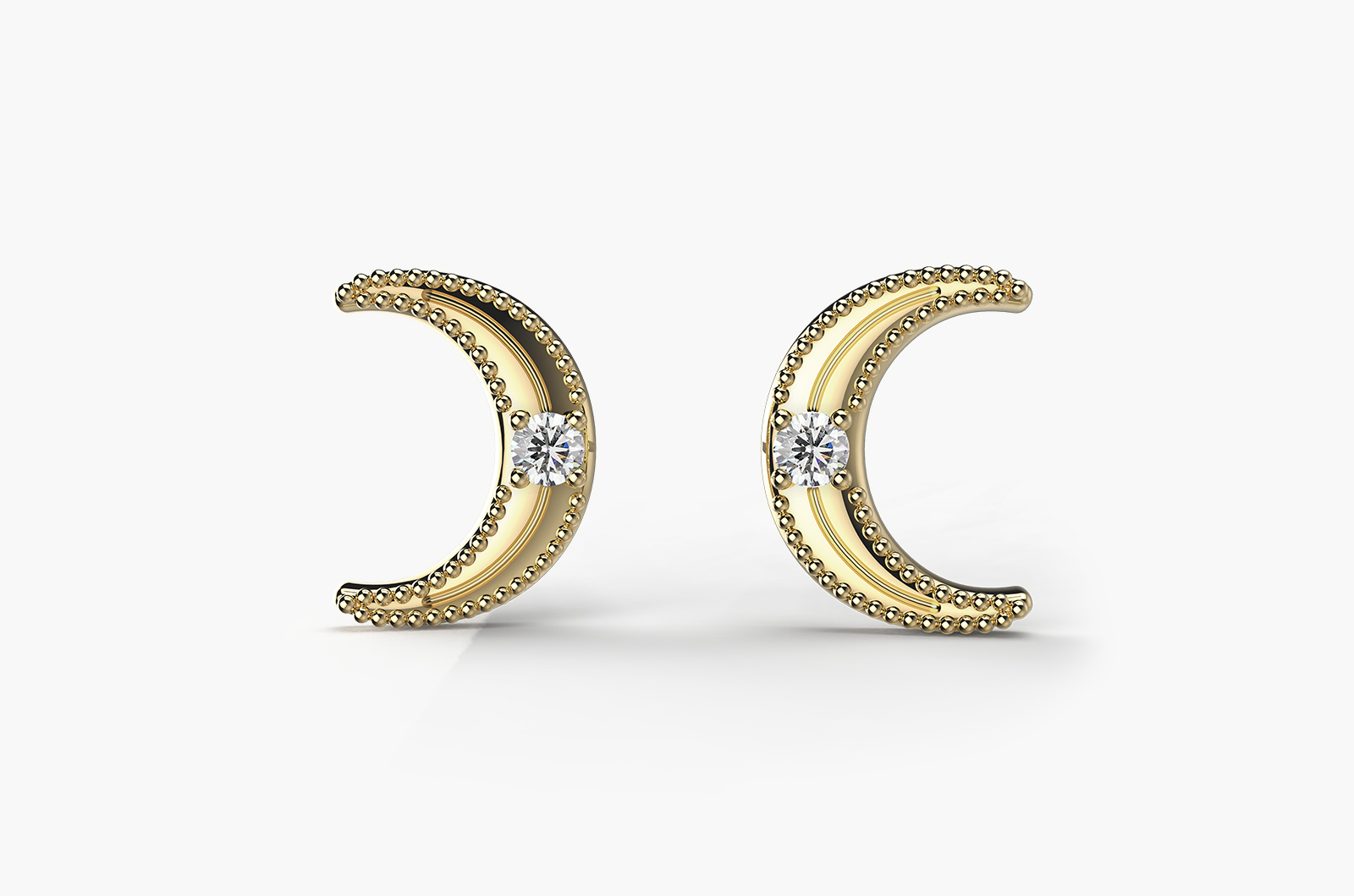 Christmas 9ct Yellow Gold Moon Earrings